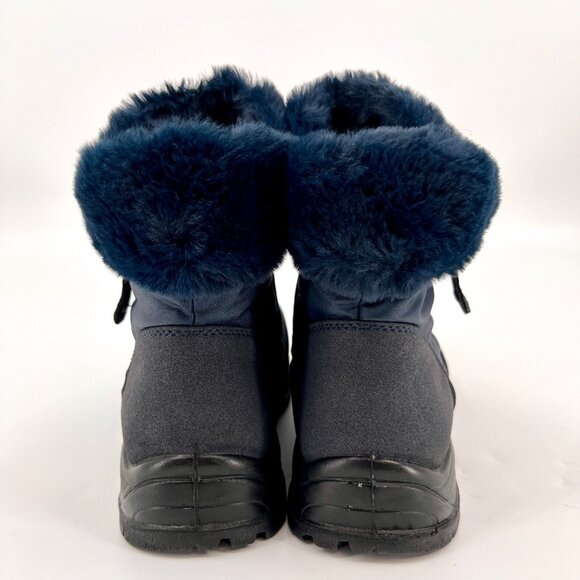 Easy Street Frosty Waterproof Ankle Boots Size 7.5W Navy Blue Faux Fur - Picture 3 of 16